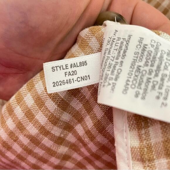 MADEWELL Linen Dorset Blazer in Gingham Check Tan White Neutral {3E25} - Picture 9 of 9